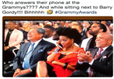 Who answers their phone at the Grammys???? And while sitting next to Barry Gordy!!!! Bihhhhh #GrammyAwards immccarter