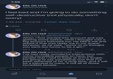 Confession 1 1:58 Elle Oh Hell @ElleOhHell I feel bad and I'm going to do something self-destructive (not physically, don't worry) 1:39 AM . 2/23/19 Twitter Web Client 8 Likes Elle Oh Hell @ElleOhHell-16m Replying to @ElleOhHel When I first started this account and was getting some notice, what I thought was a big account followed me. He DM'd me and asked if that was really me in my avatar because, as he said, "some of us thought you were too funny to be a girl." 4 9 Elle Oh Hell @ElleOhHell 12m I've had really wonderful interactions with some incredible people on here, but people that I had to keep at arm's length. I'm going to say something now that I've been ashamed of for a long time, and it will be a betrayal to many if not all of those incredible people. Tweet your reply