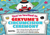 @cloutjjemima You're invited t GEKYUME'S CIRCUMCISION CEREMONY Co Don't bring flowers ,cause they NOTE: may contain bees that could sting Gekuyme's PEEPEE