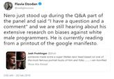 Flavia Dzodan @redlightvoices Nero just stood up during the Q&A part of the panel and said "I have a question and a comment" and we are still hearing about his extensive research on biases against white male programmers. He is currently reading from a printout of the google manifesto. Josh Fruhlinger @jfruh someone made some a super lifelike nero head based on one of the most famous portrait busts of him and folks. am horrified Show this thread 3:00 AM -26 Feb 2019