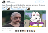 mads @heartofbellamy Follow just found out this is the same actress & now my life will never be the same #twdZi #thewalkingdead 6:32 PM- 3 Mar 2019 G.OO. €О С О 46 Retweets 132 Likes