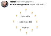 leelon @MinnGespinn summoning circle, hope this works clear skin good grades money