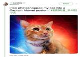 caroline @kewlwick Follow i too photoshopped my cat into a Captain Marvel poster!! #캡틴마블우리집 구스 2:42 PM-9 Mar 2019