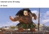 Internet turns 30 today Al Gore What can I say except you're-welcome