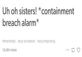 Uh oh sisters! *containment breach alarm #dhsndhdsk #scp foundation #scp shitposting 18,394 notes