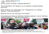 Stefan Molyneux @StefanMolyneux Why only white nationalism'? The Nation of Islam is a black nationalist group Are there no Jewish or Hispanic or East Asian nationalists? What kind of racism is this? Facebook Bans White Nationalism and White Separatism - Motherboard FIGH ACISM e Right ITE and STOP Racist Attacks FIGHT International Socl Facebook Bans White Nationalism and White Separatism After a civil rights backlash, Facebook will now treat white nationalism and separatism the same as white supremacy, and will direct users who try to post th... motherboard.vice.com