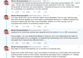 Brian Krassenstein @krassenstein Mar 31 I'm making this thread knowing full well that it may piss some people off. I don't care. Every day there are thousands of sex assaults in the US. Every day thousands of women are traumatized. Kissing someone on the cheek (or head) as a greeting, is a greeting, not sex assault 3.7K t2.2K 11K Brian Krassenstein @krassenstein Mar 31 If a man does this, and a woman feels uncomfortable, this is very unfortunate, and she should speak up if she feels comfortable doing so. If Biden kissed this woman's head and she felt uncomfortable, Biden is in the wrong, but to compare this action to anything close to sex 305 t219 2.2K Brian Krassenstein @krassenstein Mar 31 assault is to minimize actual sex assault and the entire #metoo movement. Once again, I'm not defending Biden's actions, but I am defending his right to not be grouped into a category of disgusting individuals who think their power, strength and masculinity affords them. 147 t225 24K Brian Krassenstein @krassenstein Mar 31 the right to force themselves on a woman in a sexual way Does this mean that every man who takes a woman on a first date and ends the evening with a kiss on the cheek, should be grouped into a category of "creepy men," simply because he misread the woman's level of interest?