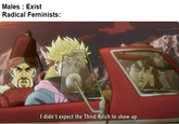 Males : Exist Radical Feminists: I didn't expect the Third Reich to show up.