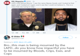 XXL Magazine@XXL 5h XXL AL LAPD chief Michel Moore: "I saw the name Nipsey Hussle, and I looked at that again, and I looked at it again, and it was like I could not believe it... This is a voice that was trying to help. JOIN 106 15 43K El Slider @KillaKam1947 Follow Replying to @XXL @just LIV yalife Bro...this man is being mourned by the LAPD...do you know how impactful you have to be mourned by Bloods, Crips, Eses, and Cops
