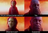 Yes Did you achieve border security? What did it cost? Guacamole