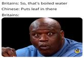 Britains: So, that's boiled water Chinese: Puts leaf in there Britains: