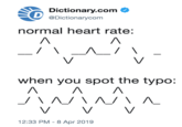 Dictionary.com @Dictionarycom normal heart rate: when you spot the typo: 12:33 PM- 8 Apr 2019