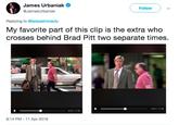 James Urbaniak Follow @JamesUrbaniak Replying to @ladyastronauty My favorite part of this clip is the extra who crosses behind Brad Pitt two separate times. 041/1:19 037/1:19 8:14 PM 11 Apr 2019