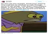 ms.kynz @ms_ kyn Follow So let's get this straight. Production starting time was late so she had to rush through some of her songs. They didn't have Diddy's, Mase, or Nicki's mic up. So they messed of their hip hop tributes and Ariana and Nicki's performances. #AriCHELLA 4:23 AM-15 Apr 2019