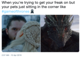 When you're trying to get your freak on but your pets just sitting in the corner like #gameofthrones盞 2:57 AM 15 Apr 2019
