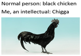 Normal person: black chicken Me, an intellectual: Chigga