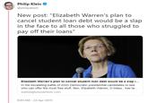 Philip Klein @philipaklein New post: "Elizabeth Warren's plan to cancel student loan debt would be a slap in the face to all those who struggled to pay off their loans" Elizabeth Warren's plan to cancel student loan debt would be a slap i... In the escalating battle of 2020 Democratic presidential candidates to see who can offer the most free stuff, Sen. Elizabeth Warren, D-Mass., has ta... washingtonexaminer.com 8:09 AM-22 Apr 2019