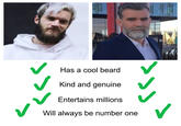 #ThankYouPewDiePie Has a cool beard Kind and genuine Entertains millions Will alwavs be number one