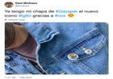 Dani Molinero @dlmolinero Ya tengo mi chapa de #Gaysper el nuevo icono #latbi gracias a #vox Translate Tweet 11:51 AM -1 May 2019