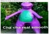 What my brain is thinking of during Final Exams: Cha cha real smooth