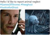 Hello l'd like to report animal neglect #GamesOfThrones #freeghost #JusticeforGhost