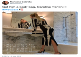 Boby Bag Marlaena Catarella MarlaenaCat Get him a body bag, Caroline Trentini!! #MetGalať When you have the Met Gala at 9, but gotta go beat up Danny LaRusso at 10 8:28 PM - 6 May 2019