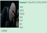 Anonymous Fri 10 May 2019 02:21:00 No.114419744 HACK* DESPITE WHEEZE* BEING HUFF* ONLY HACK* 13 PERCENT