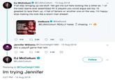 CJ McCollum @CJMcCollum 15 Aug 2018 Y'all stay bringing up old stuff. Yall got me out here looking like a bitter ex. 1 of the best teams ever assembled W/ 2 players you could argue are top 15 greatest to lace them up. 4 hall of famers w/ another one on the way, I'm happy stop making me look like a scorn man sheesh theScore@theScore @CJMcCollum REALLY hates δ chasing. ·.逃 ее PORTLA Jennifer Williams @ChocDelight1980 15 Aug 2018 Win a playoff game then talk CJ McCollum Follow @CJMcCollum Replying to @ChocDelight 1980 Im trying Jennifer 3:27 PM-15 Aug 2018