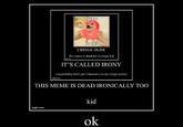dorkn0 CRINGE DUDE this meme is dead this is cringy kid IT'S CALLED IRONY you probably don't get it because you are cringe pormie THIS MEME IS DEAD IRONICALLY TOO kid ok