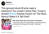 Barbara @sybilthewitch This ignorant drunk B'oche need a lobotomy!! You couldn't shine Pres. Trump's shoes!! #Have Another Scotch On The Rock. Nancy!! Make lt A Tall One!! Video: Nancy Pelosi says Trump needs 'an intervention' "I wish that his family or his administration or his staff would have an intervention for the good of the country," Pelosi said. abcnews.go.com 9:35 AM - 23 May 2019