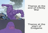 Thanos at the end of Infinity War U/DANIELG360 Thanos at the start of Endgame