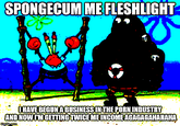 SPONGECUM ME FLESHLIGHT TH OHAVE BEGUN ABUSINESSINTHE P--- INDUSTRY ANDHOWCHGETTINGTWICE HEINCOMEAGAGAGAHAHAHA imgflip.com