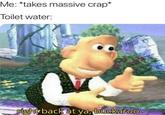 Me: *takes massive crap* Toilet water: right back at ya, buckaroo
