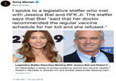 Anna Merlan @annamerlan I spoke to a legislative staffer who met with Jessica Biel and RFK Jr. The staffer says that Biel "said that her doctor recommended the regular vaccine schedule for her kid and she refused." 9 22 ERT Legislative Staffer Describes Meeting With Jessica Biel and Robert F... On Wednesday, a series of photos posted by activist and vaccine "skeptic" Robert F. Kennedy Jr. showed him and actress Jessica Biel lobbying Calif... jezebel.com 11:09 AM - 13 Jun 2019