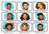 Lawful Good Neutral Good Chaotic Good Chaotic Neutral Lawful Neutral True Neutral Neutral Evil Lawful Evil Chaotic Evil