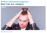 #MillennialAward Categories Best man bun category COSMOPOLITAN GIF 9:32 PM - 25 Jun 2019