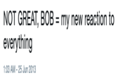 NOT GREAT, BOB everything 1:03 AM - 25 Jun 2013 = my new reaction to