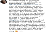 caradelevingne ha dejado un comentario de la publicación de justinbieber: Gentleman? @haileybieber @justinbieber you must be bored. I wish you spent less time sticking up for men and more time trying to understand women and respecting their valid reactions. As a married man, you should be lifting women up instead of tearing them down because you are threatened. I am not sure you actually understand what an apology is. This issue that @taylorswift is talking out is about far more than a picture and you know that. As you said, you haven't spoken to her in years which means you definitely don't understand the situation. I do. Take a step back and try and learn from this. We should all be on the same team. End of 1min story