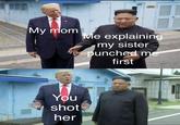 My mom Me explaining my sister punched me first u/siriustoo You shot her