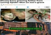 Disney bans grieving father from having Spider-Man on son's grave Elisa Menendez Friday 5 Jul 2019 8 22 am f 404 SHARES Everyone disliked that.