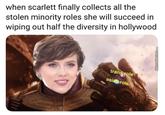 when scarlett finally collects all the stolen minority roles she will succeed in wiping out half the diversity in hollywood trans role asia role MemeCentercom