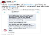 KEEM @KEEMSTAR More leaked DMs of @ImAllexx plotting to frame @Slazo on R--- charges! (He still has not apologized) NOZ47% 2:44 PM ImAllexx @ImAllexx seeing people just blatantly make s--- up though when I have done everything I can to axe these people from their positions of power is infuriating its our word against his but im not the one making 26 minute videos on how I controlled a 14 year old guy and said I had r--- tendencies in dms girl* 10:28 AM 6:57 AM - 18 Jul 2019
