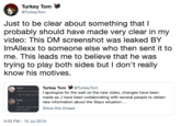 Turkey Tom TurkeyTom Just to be clear about something that I probably should have made very clear in my video: This DM screenshot was leaked BY ImAllexx to someone else who then sent it to me. This leads me to believe that he was trying to play both sides but I don't really know his motives. Turkey Tom Turkey Tom hyean wth evts cangapologize for the wait on the new video, changes have been Iwassa ake senon made as J have been collaborating with several people to obtain Kets new information about the Slazo situation.... daydes hee that wShow this thread eas d 9:03 PM- 15 Jul 2019