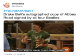 emosama em0sama #FoundAtArea51 Drake Bell's autographed copy of Abbey Road signed by all four Beatles. O love this album more than I love myself2 11:38 PM - 17 Jul 2019