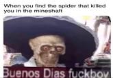 When you find the spider that killed you in the mineshaft Buenos Dias fuckbov