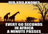 DID YOUKNOW? EVERY 60 SECONDS IN AFRICA A MINUTE PASSES MEMEFUL.COM