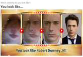 Which celebrity do you look like?! You look lik... You look like Robert Downey Jr!!