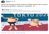 jessica a. m. @my2k wario not having a thick forest of italian body hair is some revisionist b-------. come on, nintendo. AntDude @antdude92 Aug 20 Mario and Sonic at the 2020 Tokyo Olympic Games is gonna be wild. Show this thread TOKYO 202 W 10:37 AM Aug 21, 2019 Twitter Web App