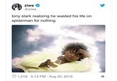 ziwe @ziwe tony stark realizing he wasted his life on spiderman for nothing 1,018 5:13 PM - Aug 20, 2019