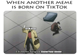 WHEN ANOTHER MEME IS BORN ON TIKTOK KYMUSER I'll never forgive KnowYour meme